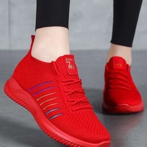 Red Sneakers Running Shoes Sz 7.5